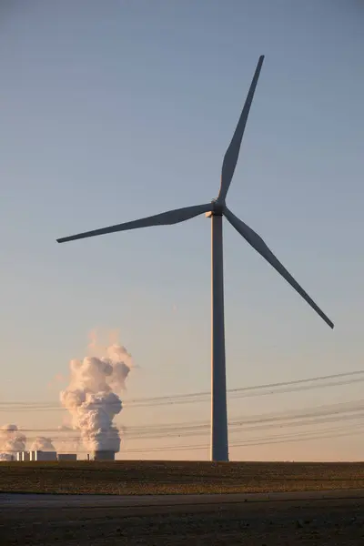 Germany North Rhine Westphalia Neurath Wind Turbine Lignite Power Station — Stock Photo, Image