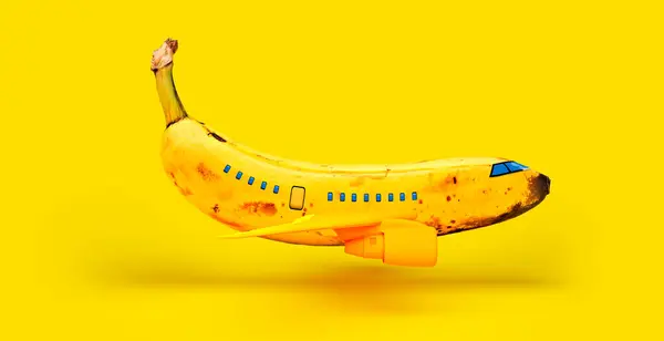 바나나는 반대되는 비행기를 나타낸다 — 스톡 사진