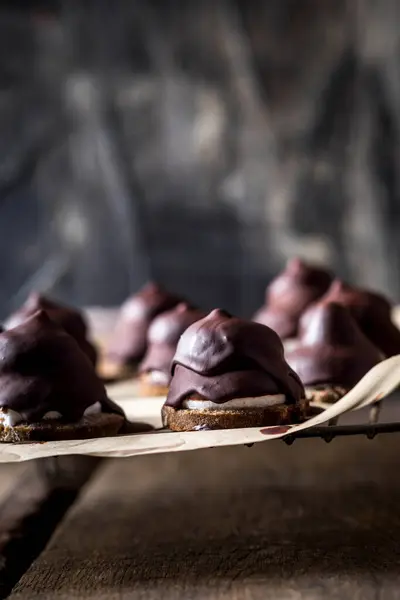 Closeup Homemade Chocolate Marshmallows — Stock Photo, Image