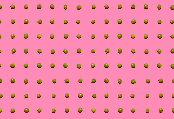 Pattern Green Peas Flat Laid Pink Background — Stock Photo, Image