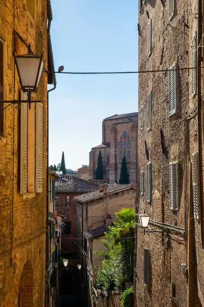 Italy Tuscany Siena Historical Townhouses Standing Old Town Alley — Stock Photo, Image