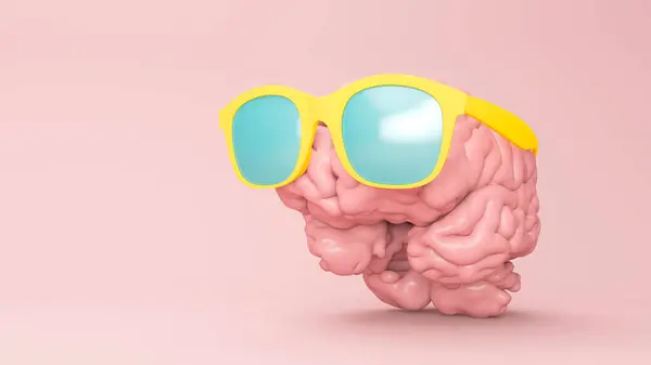 Trojrozměrné Vykreslení Lidského Mozku Brýlemi — Stock fotografie