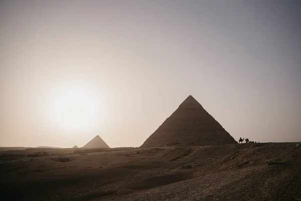 Egitto Cairo Piramidi Giza Tramonto — Foto Stock