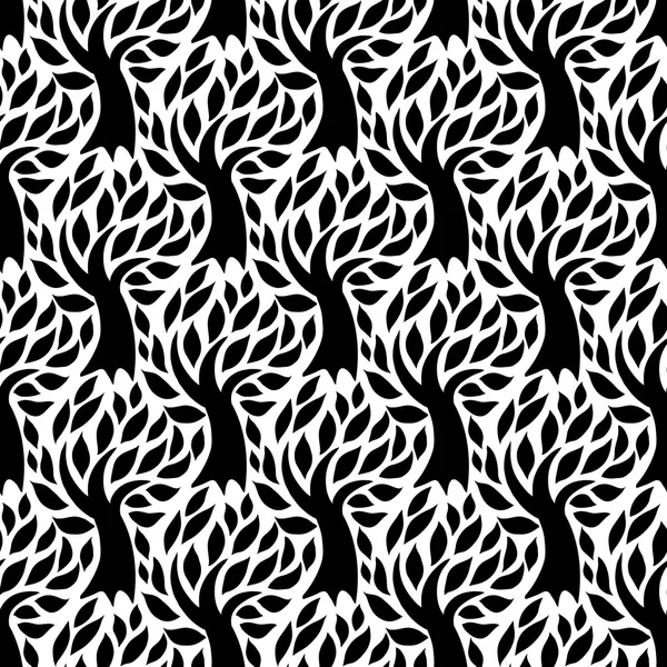 Pattern with trees in blacj and white — Stock Vector