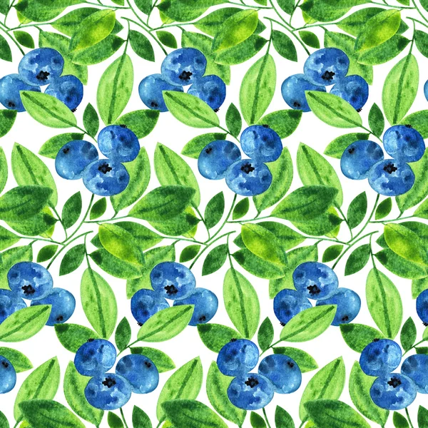 Vattenfärg blåbär mönster — Stockfoto