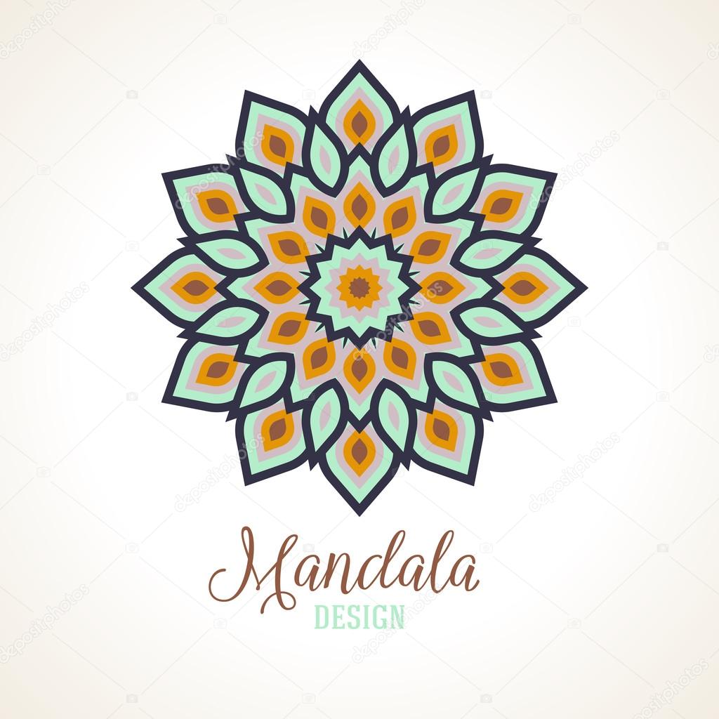 Vector illustration of small detailed mandala. Geometric abstract background.  Concept round ornament for yoga studio, tattoo salon, meditation with Indian, Arabic, ottoman and Moroccan motifs