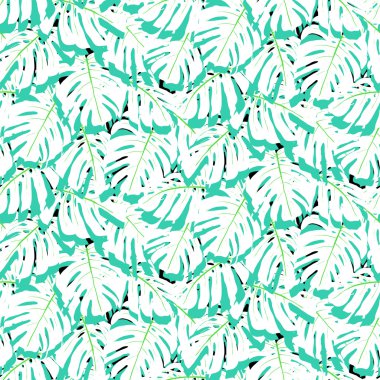 Seamless pattern with tropical leaves vector