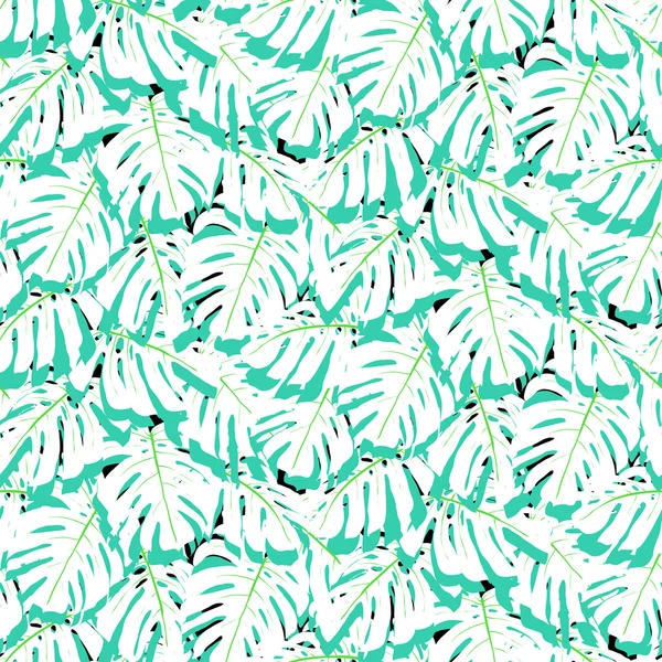 Бесшовный рисунок с тропическими листьями — стоковый вектор