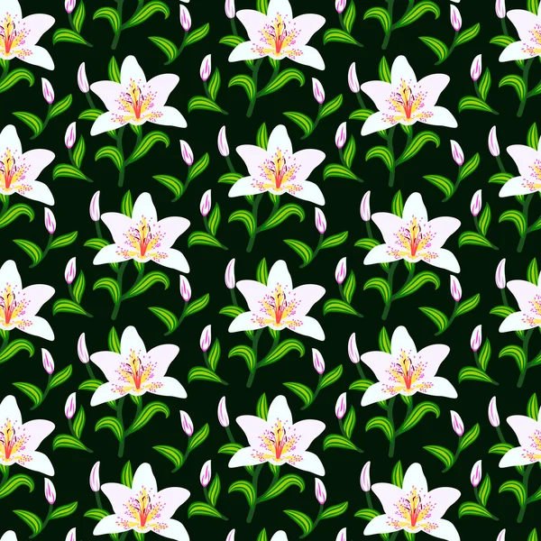 Vector pattern with lily flowers — Stock Vector