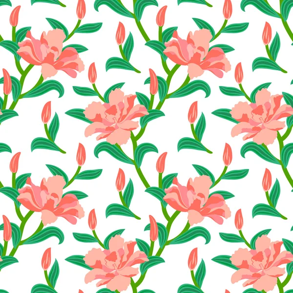 Patrón vectorial sin costura floral con flores de peonía — Archivo Imágenes Vectoriales