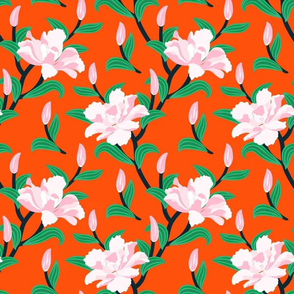 Floral naadloze vector patroon met peony bloemen — Stockvector