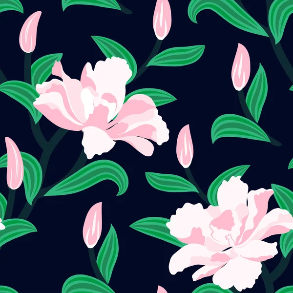 Floral naadloze vector patroon met peony bloemen — Stockvector