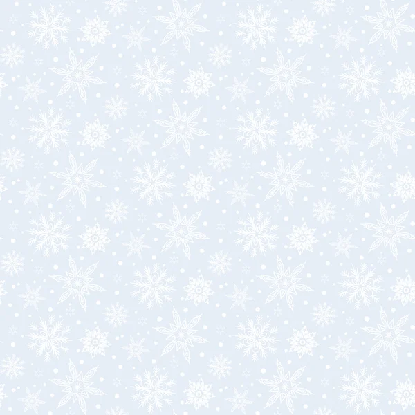 Modello invernale con vari fiocchi di neve che cadono — Vettoriale Stock