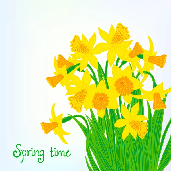Spring card background with daffodils Stock Illustration