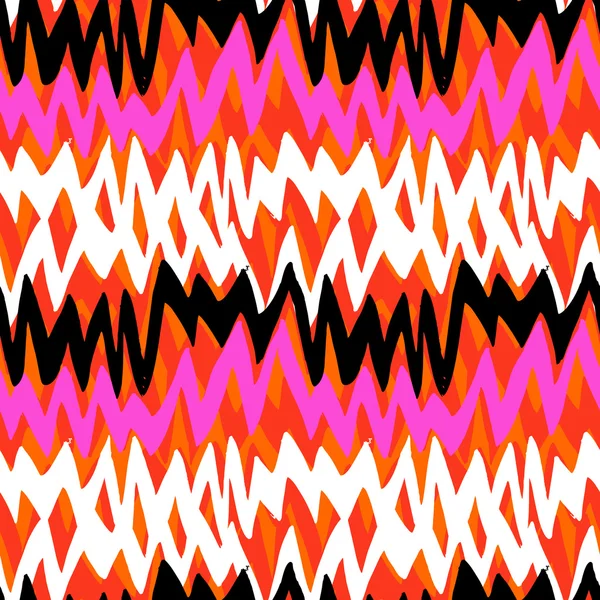 Gestreepte hand getekend patroon met zigzag lijnen — Stockvector