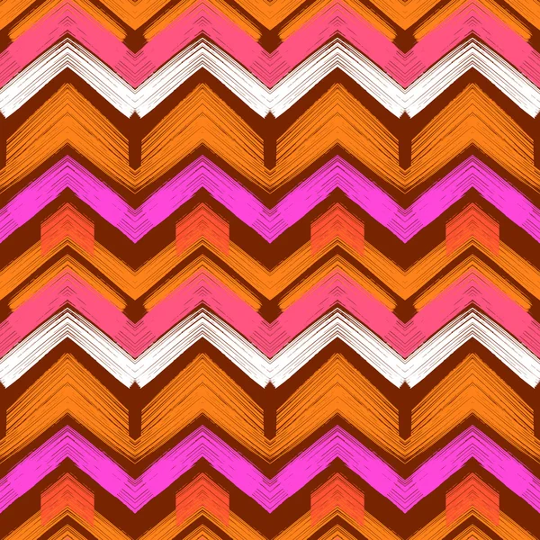 Patrón dibujado a mano multicolor zigzag — Vector de stock