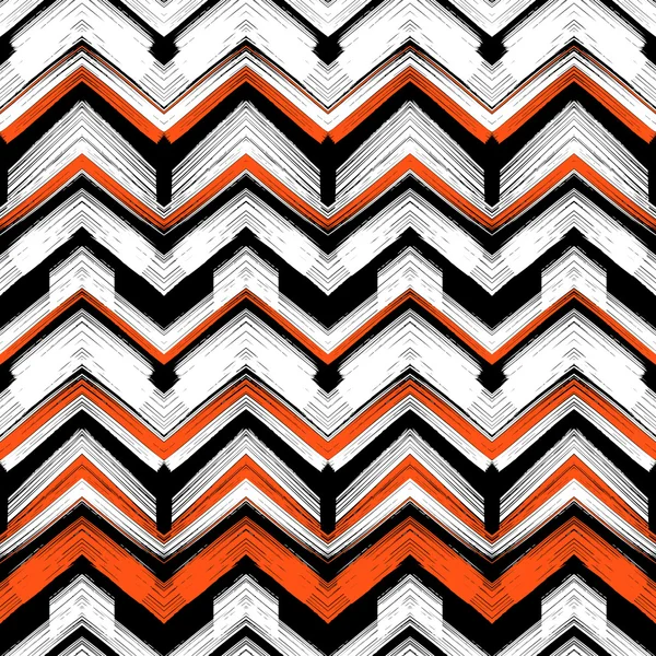Patrón dibujado a mano multicolor zigzag — Vector de stock
