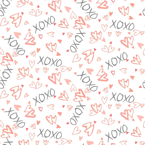 Pattern with hand painted hearts — Stock Vector