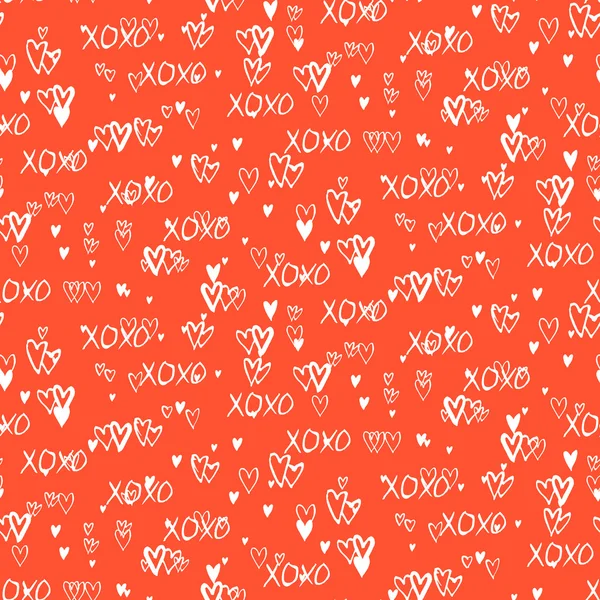 Pattern with hand painted hearts — Stock Vector