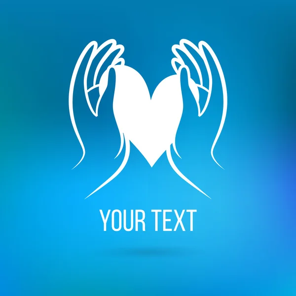 Logo avec les mains et le cœur — Image vectorielle