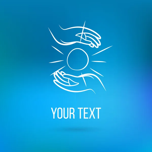 Логотип с руками и солнцем — стоковый вектор