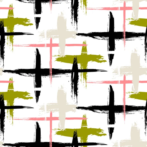 Pattern with stripes and crosses — Stock vektor