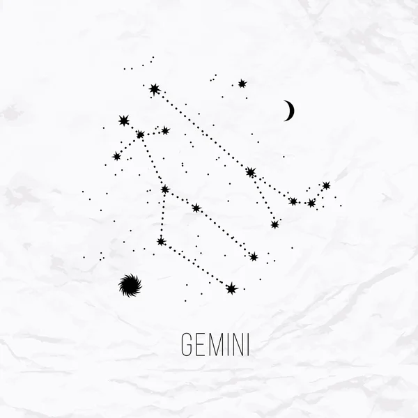 Astrology sign Gemini on white paper background — Vettoriale Stock