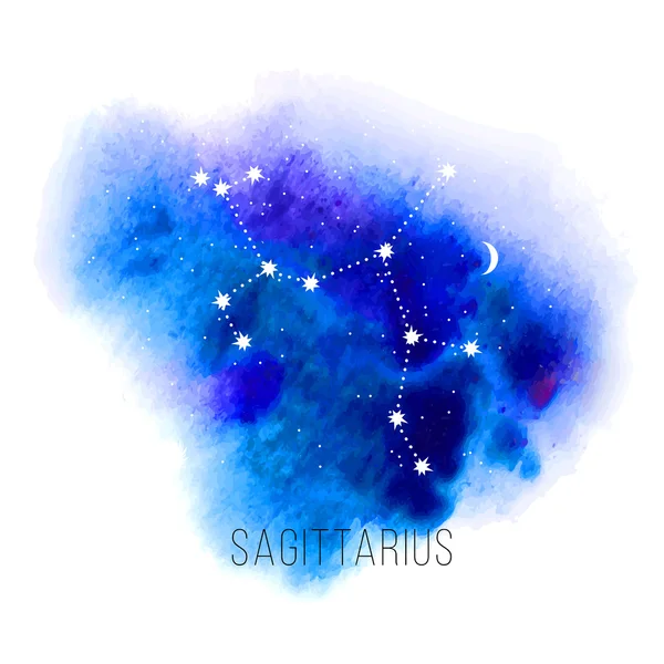 Astrology sign Sagittarius on watercolor — Stock Vector