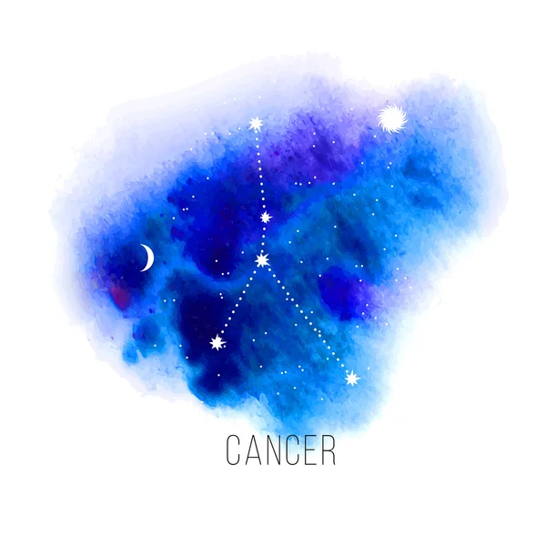 Astrology sign Cancer on watercolor background — Stock Vector