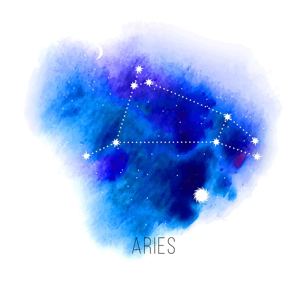 Astrology sign Aries on watercolor background. — Stockový vektor