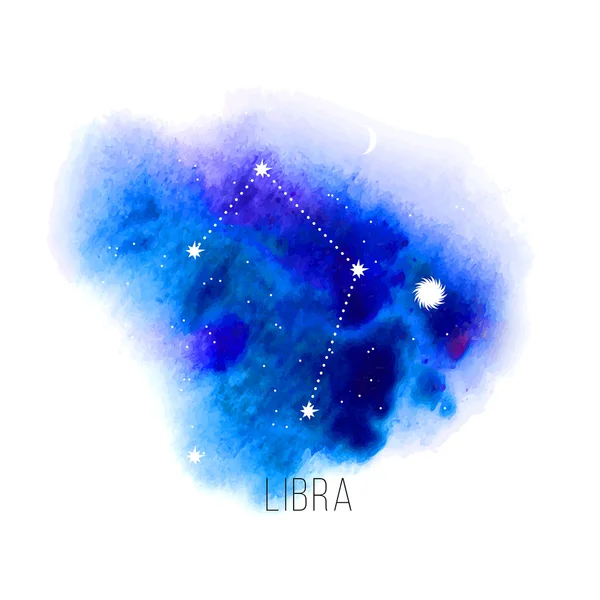 Astrology sign Libra on blue watercolor background — Archivo Imágenes Vectoriales
