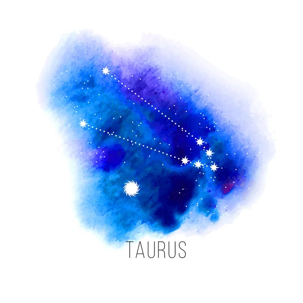 Astrology sign Taurus on watercolor background — 图库矢量图片