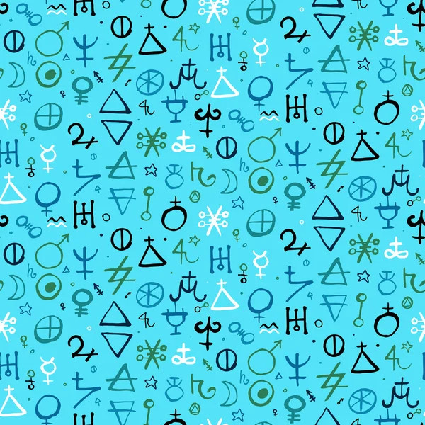 Pattern with alchemy symbols — Stockový vektor