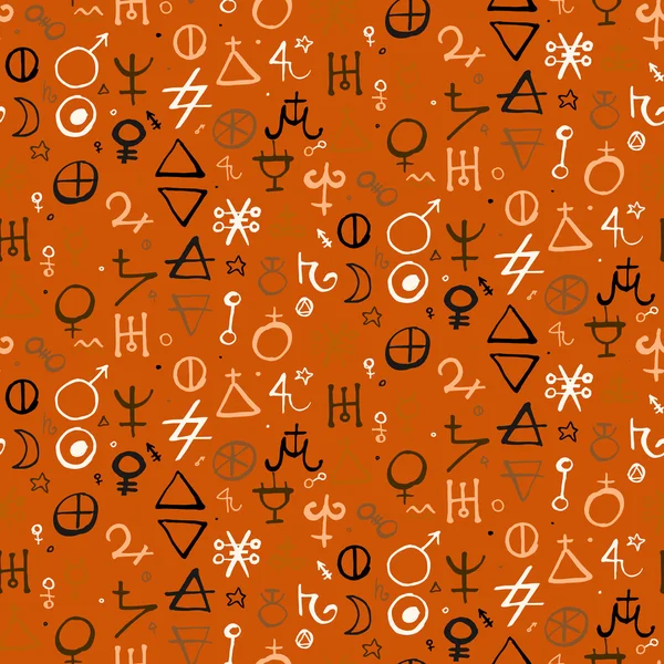 Pattern with alchemy symbols — Wektor stockowy
