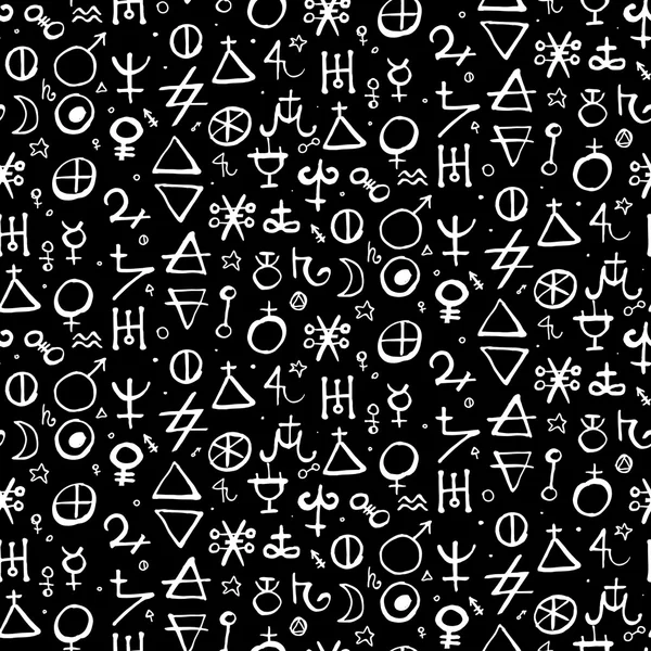 Pattern with alchemy symbols — Wektor stockowy