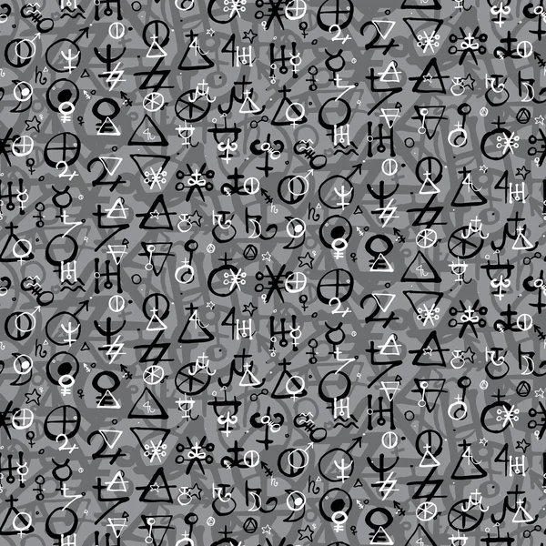 Pattern with alchemy symbols — Stockvector