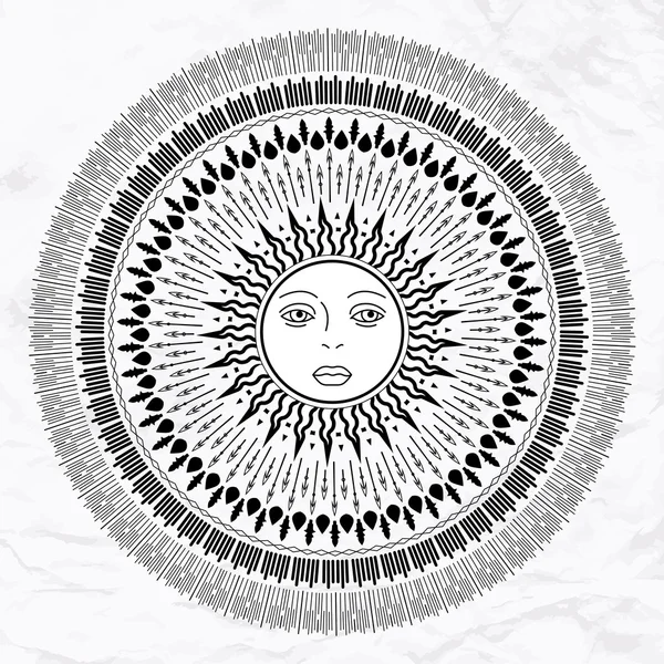 Vector sun tattoo — Stock Vector