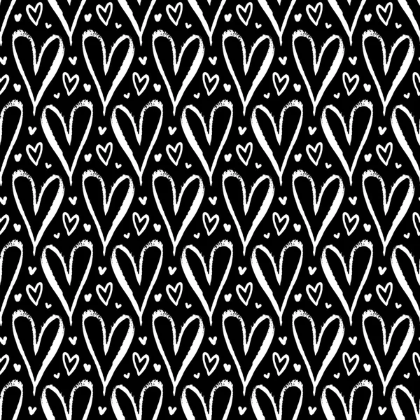 Pattern with hand drawn hearts — Stock Vector