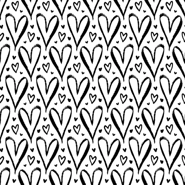 Pattern with hand drawn hearts — Stock Vector