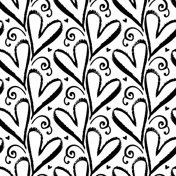 Pattern with hand drawn hearts — Stock Vector