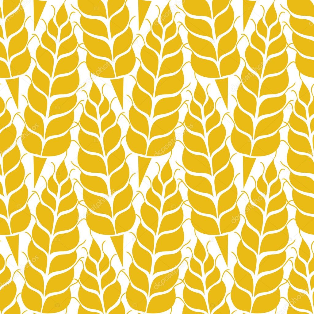 Vector seamless pattern with silhouettes of wheat ears. Whole grain, natural, organic background for bakery package, bread products. Vector illustration of growing rye field. Barley, corn texture.