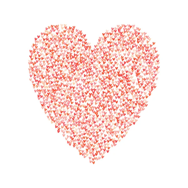 Ilustración de gran forma de corazón llena de corazones — Vector de stock