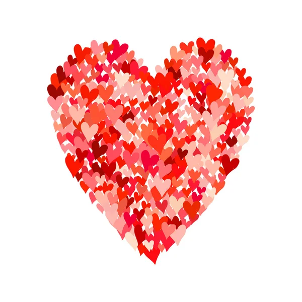 Kalpleri ile dolu büyük kalp şekli gösteren resim — Stok Vektör