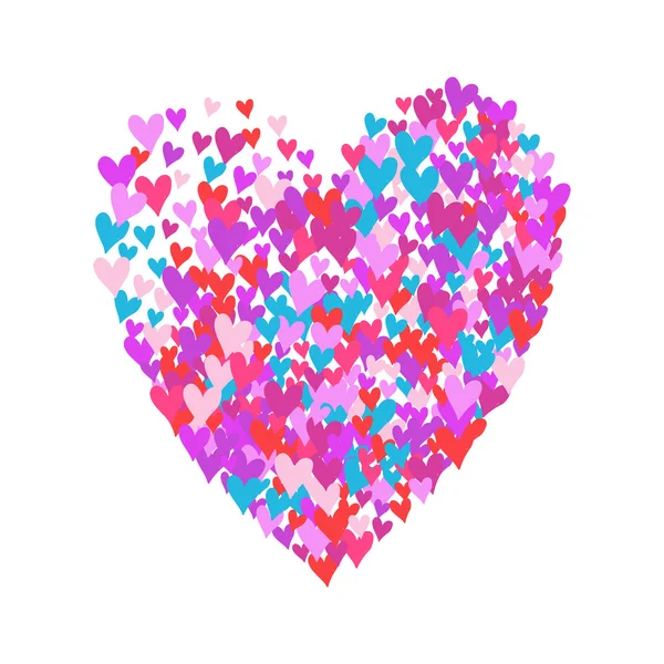 Ilustración de gran forma de corazón llena de corazones — Vector de stock