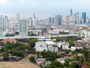 Bangkok, Tayland - 12 Haziran 2015: Bangkok, Tayland, Thailand, havadan görünümü. Bangkok Tayland, Tayland ekonomik Merkezi'en büyük şehridir.