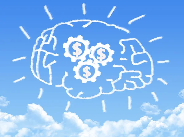 Cérebro com dinheiro sinal forma de nuvem — Fotografia de Stock