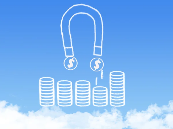 Magnete e denaro con forma di nuvola — Foto Stock