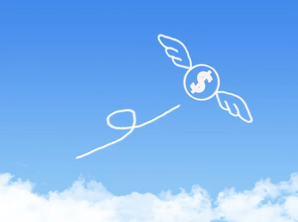 Pénz repülni a felhő alakú, álom koncepció — Stock Fotó