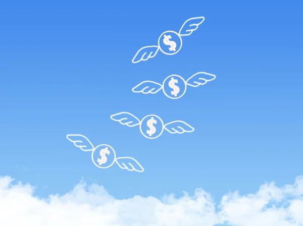 돈을 비행 구름 모양, 꿈의 개념 — 스톡 사진