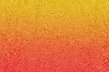 Beyaz kağıt üzerinde sıvı sarı ve kırmızı boya soyut arkaplan